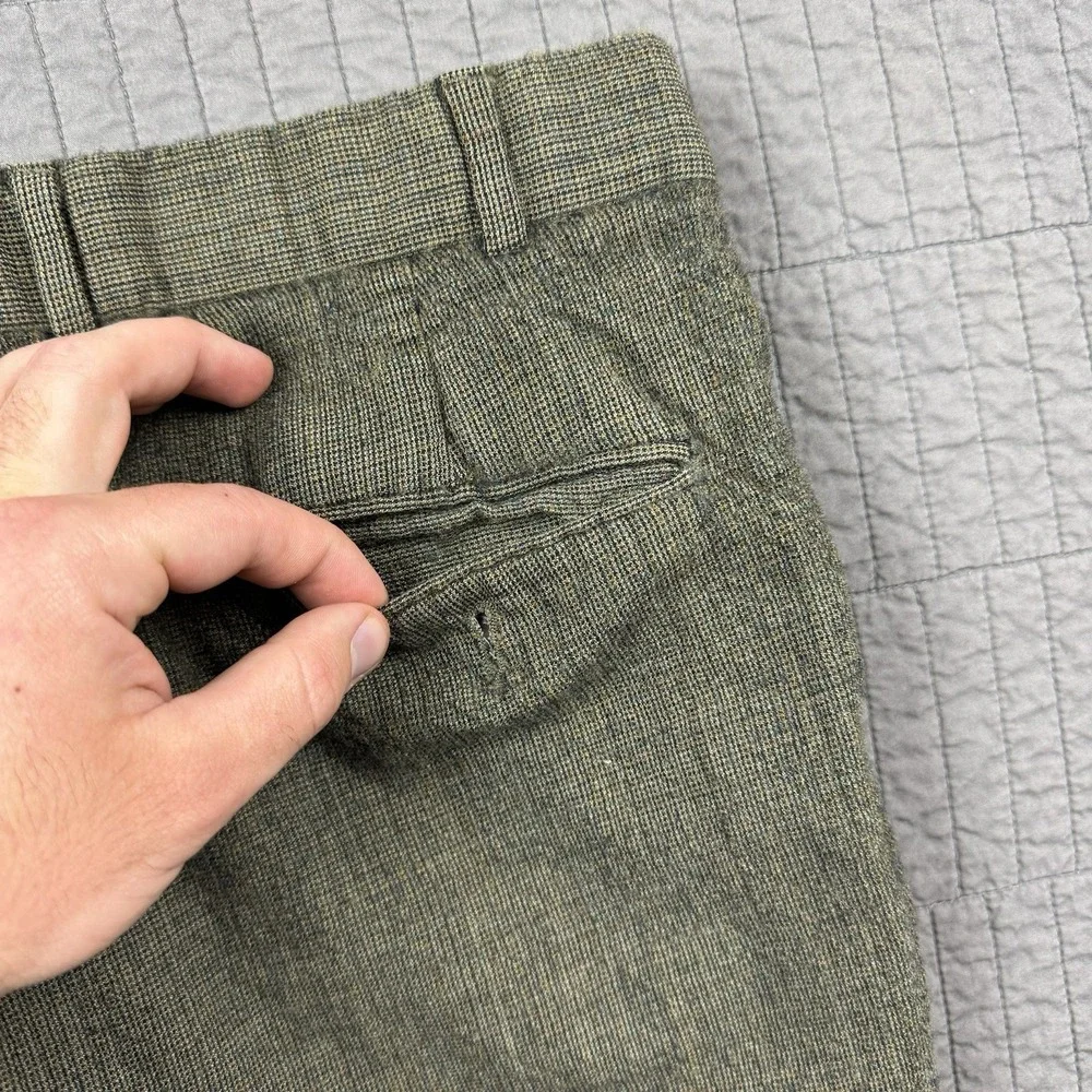 Vintage Ralph Lauren Dress Pants Men's 34x25 Brown Wool‎ Blend Pleated Cropped